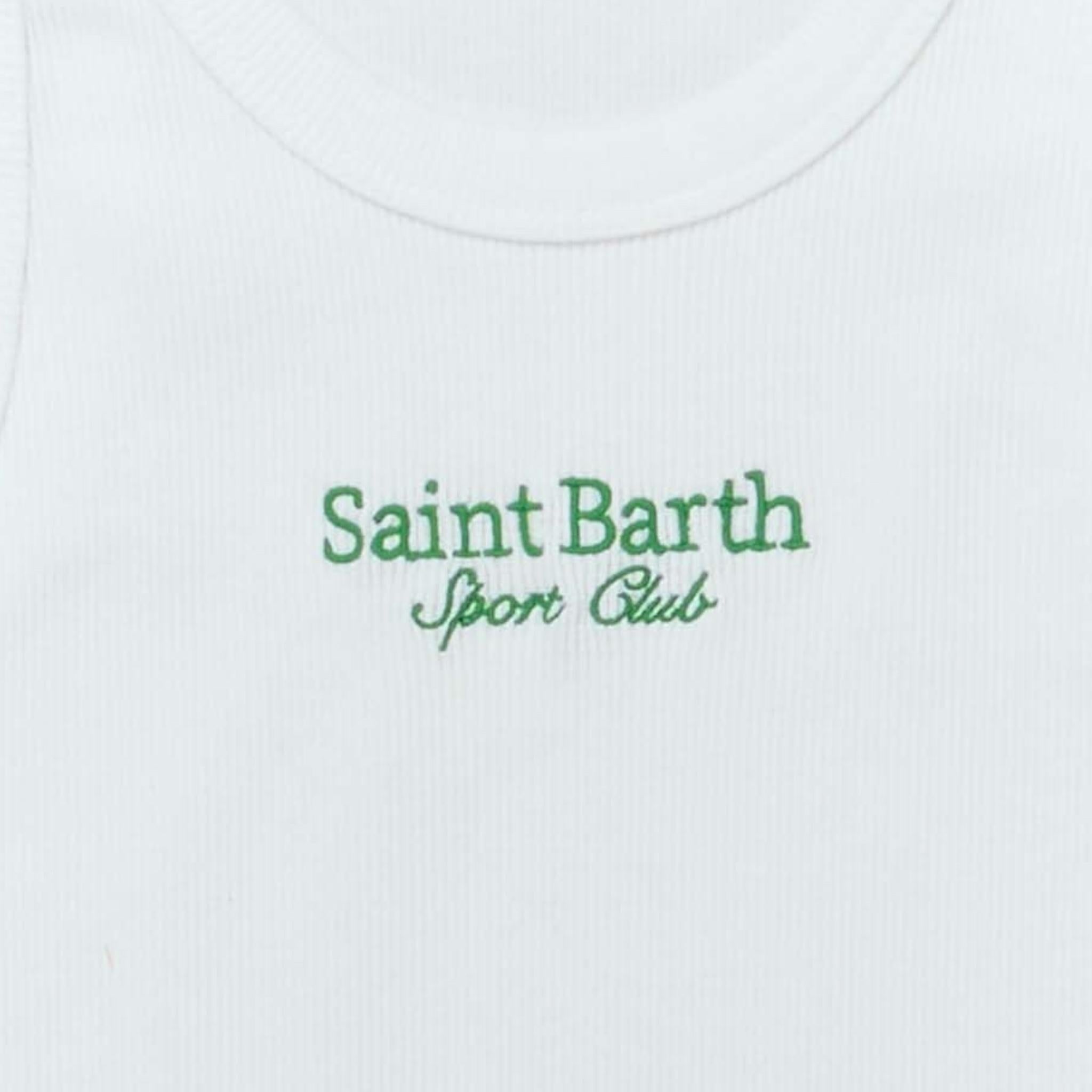 Saint Barth Canotta Tinta Unita con Stampa per Bambina BLUE002 BIANCO SAINT BARTH 