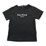 Balmain T-Shirt Girocollo Tinta Unita Con Stampa Logo Nero Per Neonata