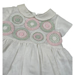 Marlu' Abito Mezza Manica Tinta Unita con Ricami per Neonata EP1900 PANNA MARLU' 