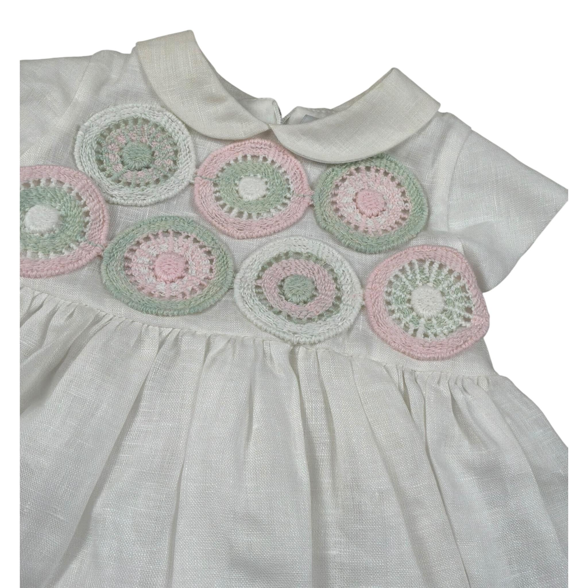 Marlu' Abito Mezza Manica Tinta Unita con Ricami per Neonata EP1900 PANNA MARLU' 