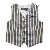 La Stupenderia Gilet Tinta Unita Con Fantasia A Righe Beige Per Neonato