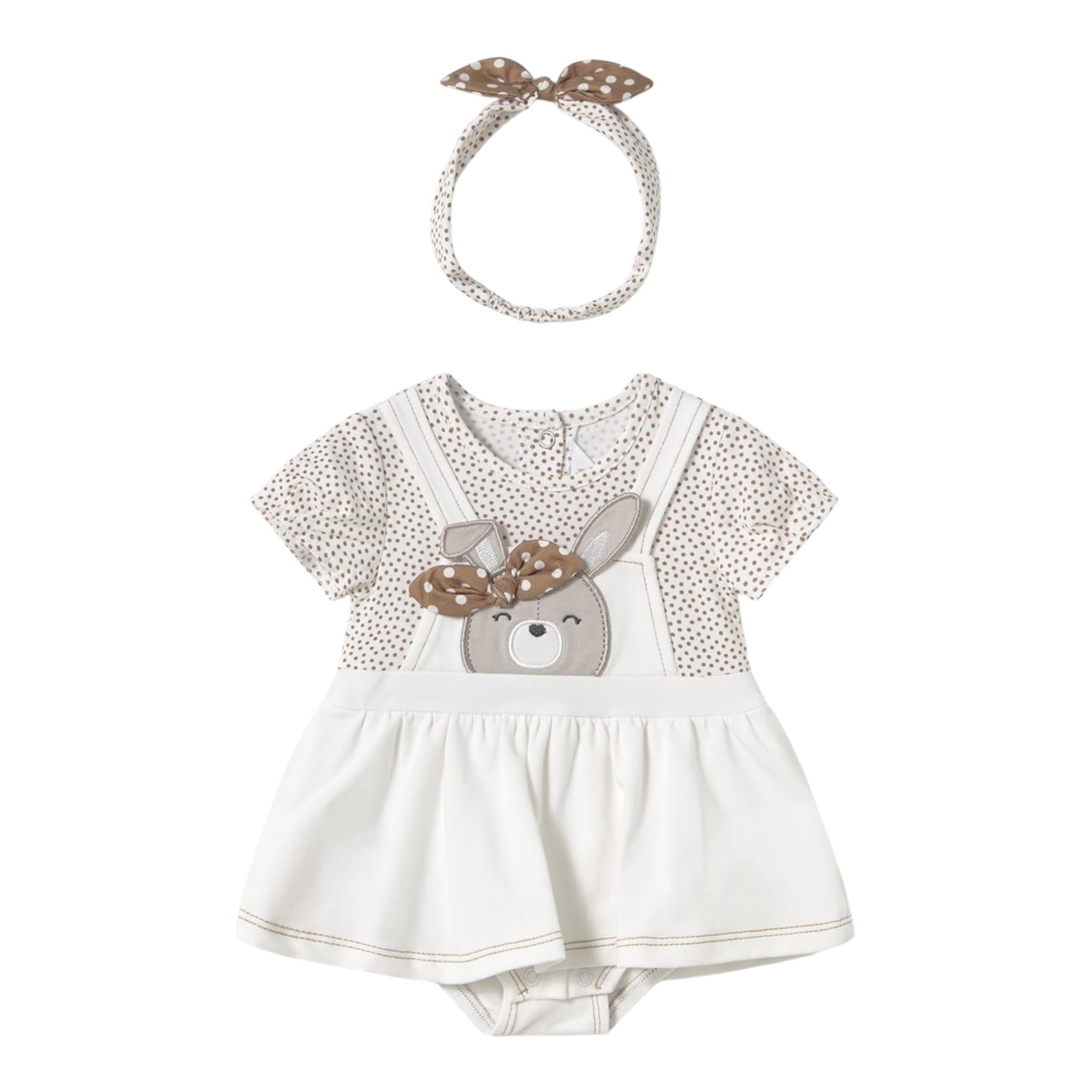 Mayoral Pagliaccetto Mezza Manica con Fascia Capelli per Neonata 1658 BIANCO MAYORAL 