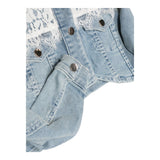 Twinset Giubbino In Denim Tinta Unita Con Ricami Azzurro Per Bambina