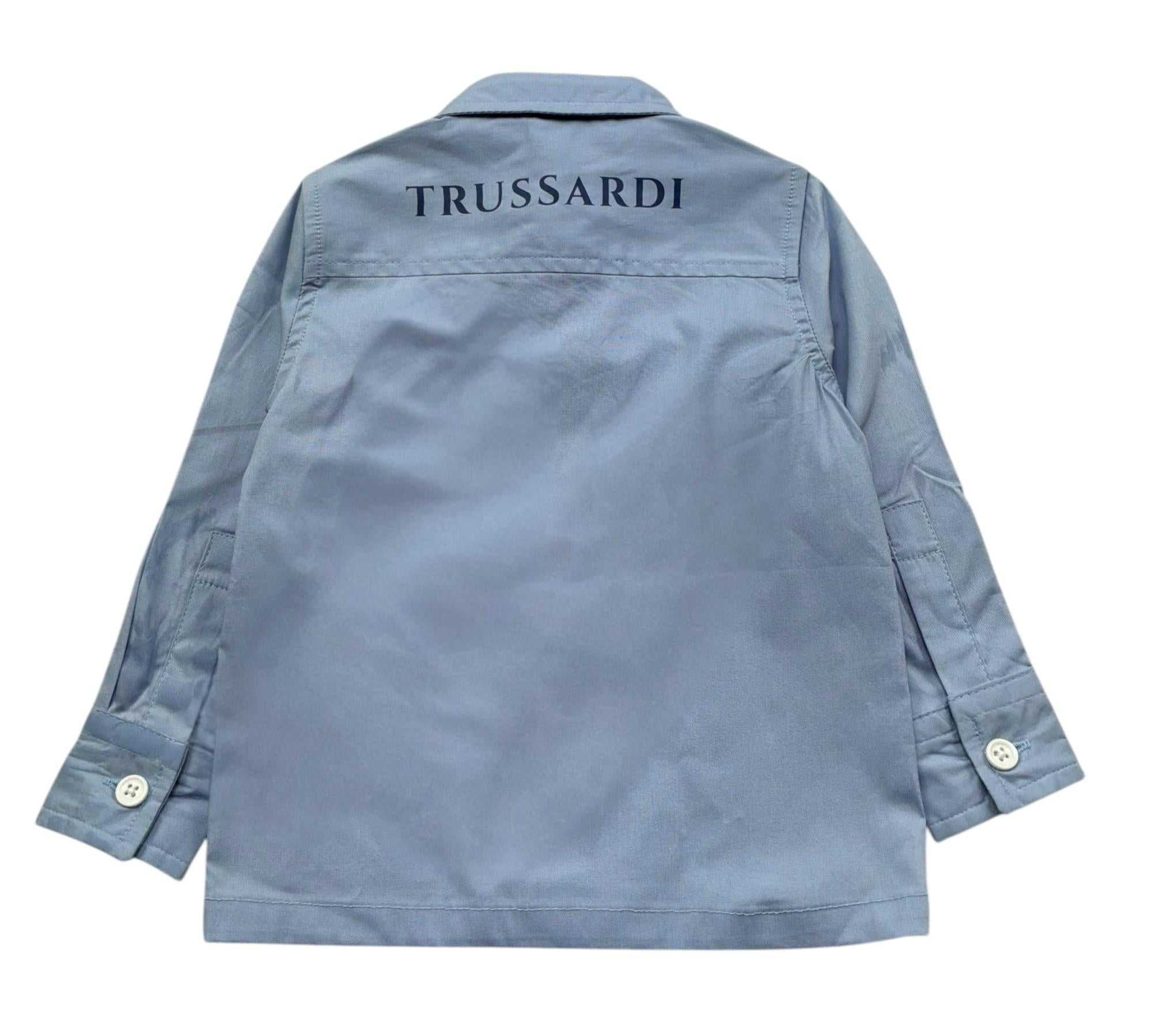 Trussardi Camicia Manica Lunga Tinta Unita con Logo per Neonato TIP26005CA AZZURRO TRUSSARDI 