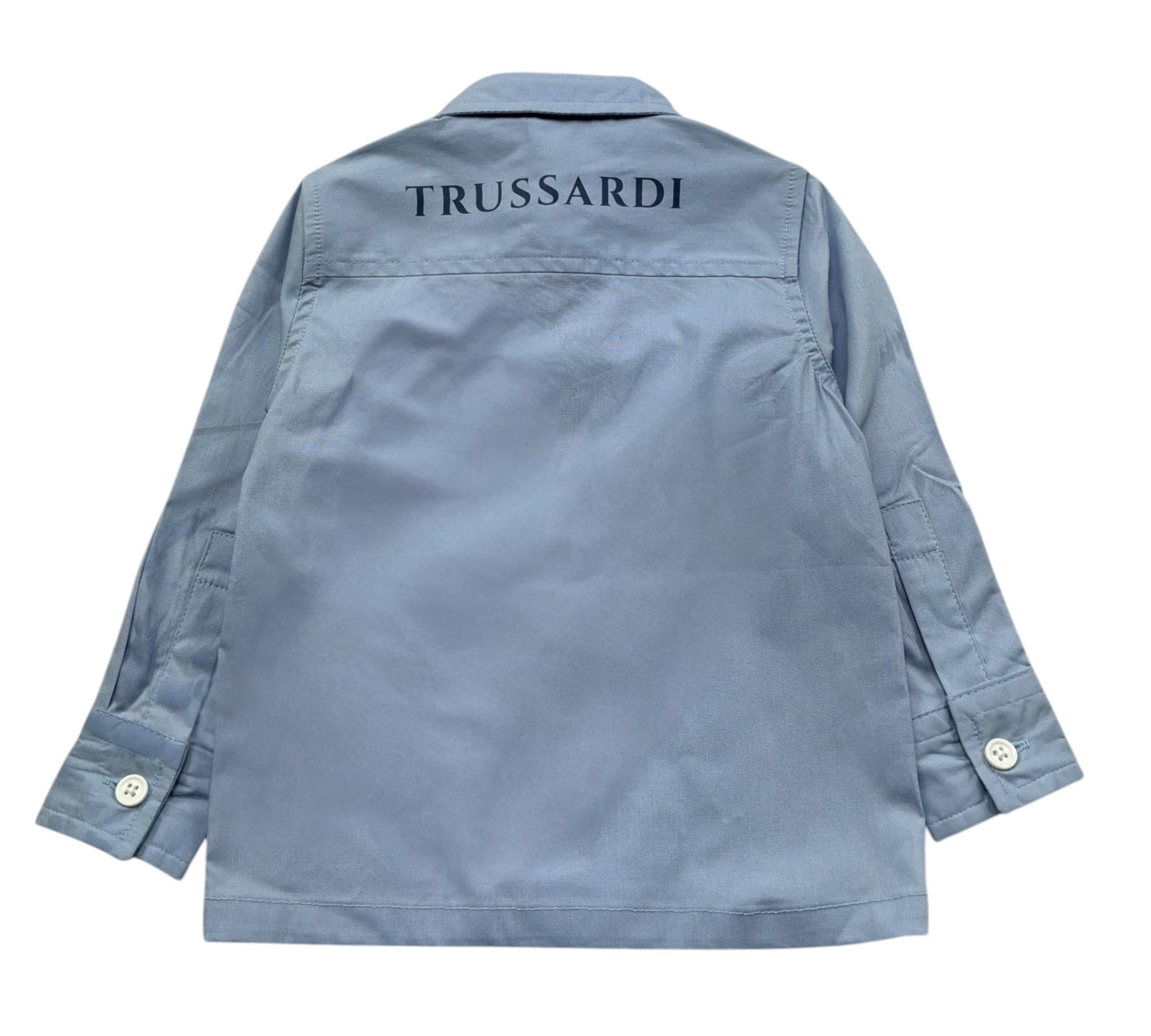 Trussardi Camicia Manica Lunga Tinta Unita con Logo per Neonato TIP26005CA AZZURRO TRUSSARDI 