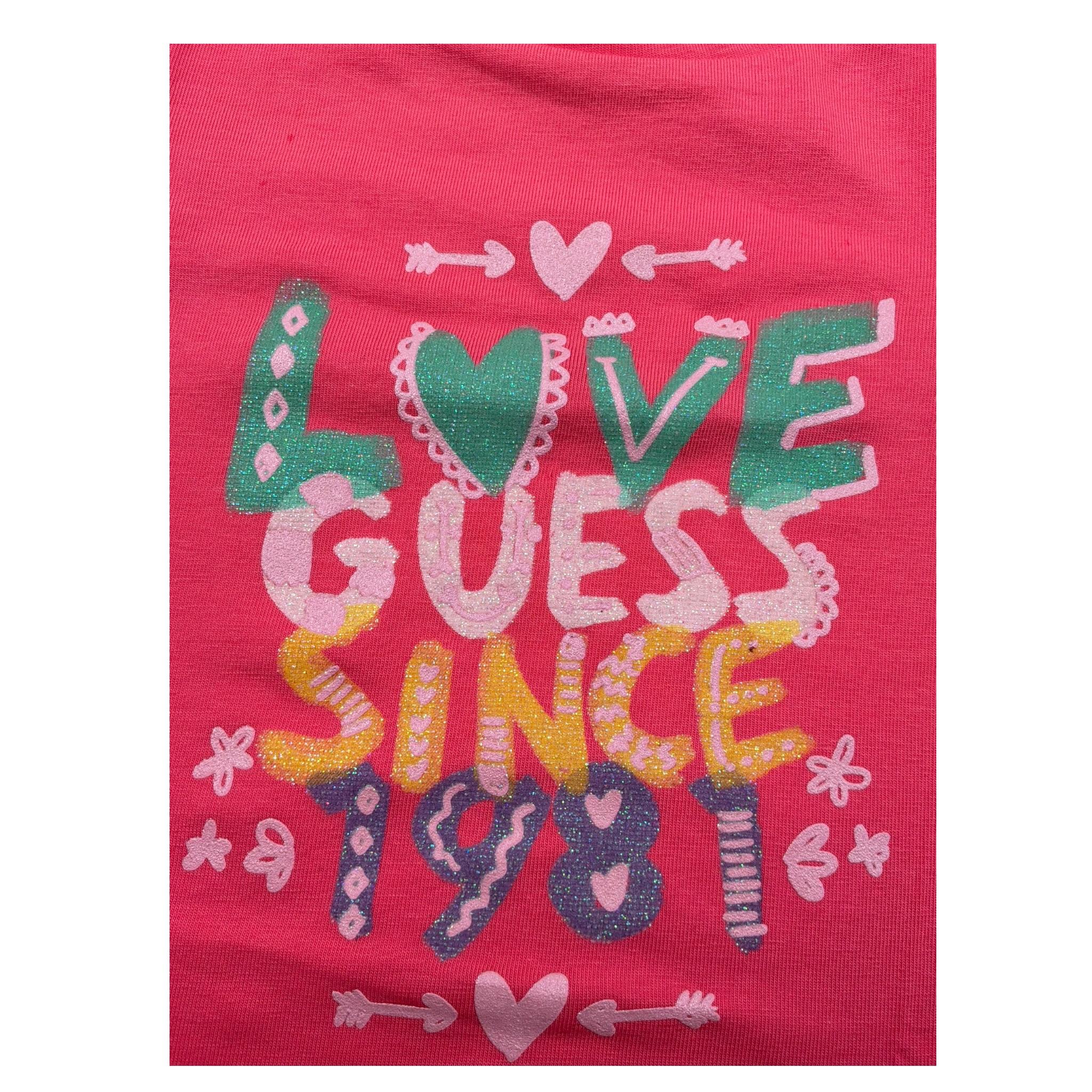 Guess T-Shirt Girocollo Tinta Unita con Stampa per Neonata K3GI01K6YW3X ROSA GUESS 