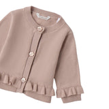 Mini Banda Cardigan Tinta Unita con Bottoni Fiori per Neonata 3B762X SABBIA MINI BANDA 