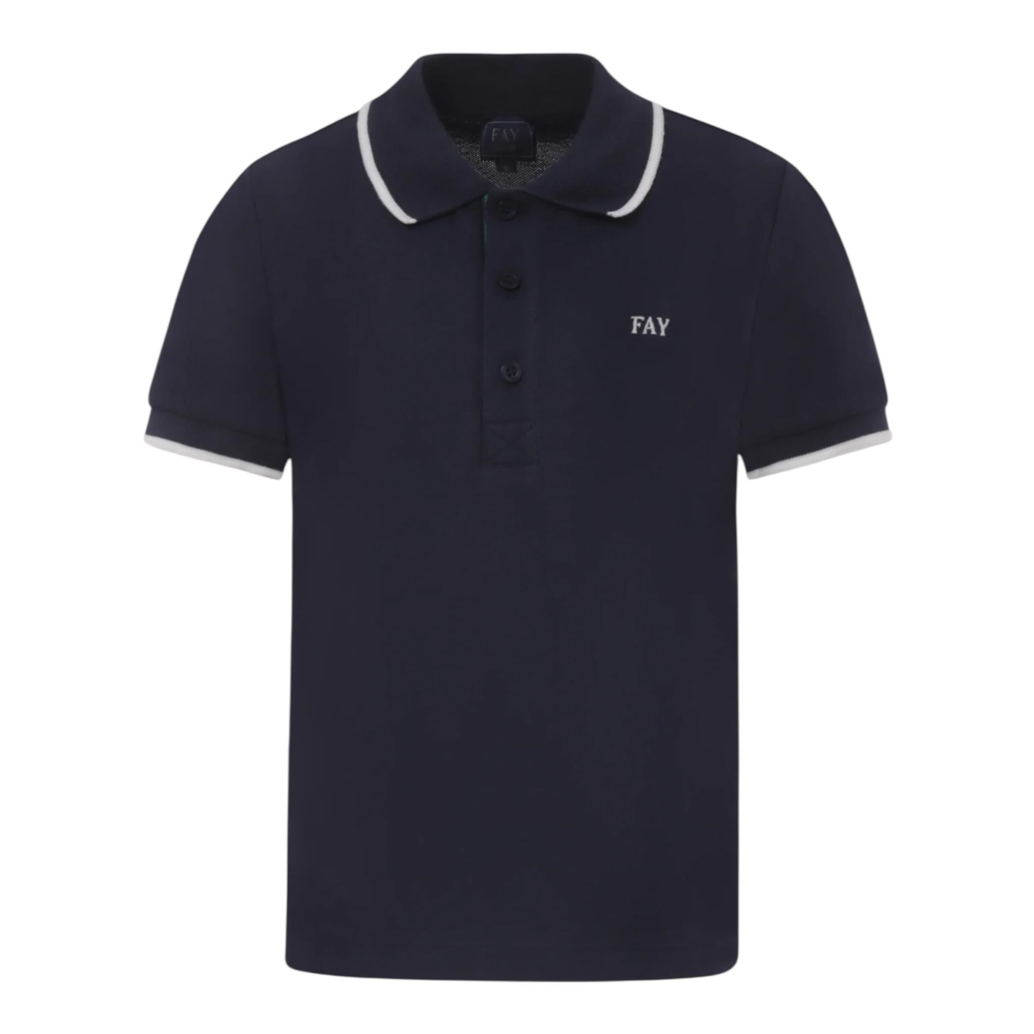 Fay Polo Tinta Unita Mezza Manica con Colletto  per Bambino FU8P81X BLU FAY 