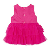 Agatha Ruiz Abito Giromanica Tinta Unita Con Tulle Fuxia Per Neonata