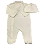 Story Loris Set Tutina Tinta Unita Con Cappello E Applicazione Fiocco Bianco Per Neonata