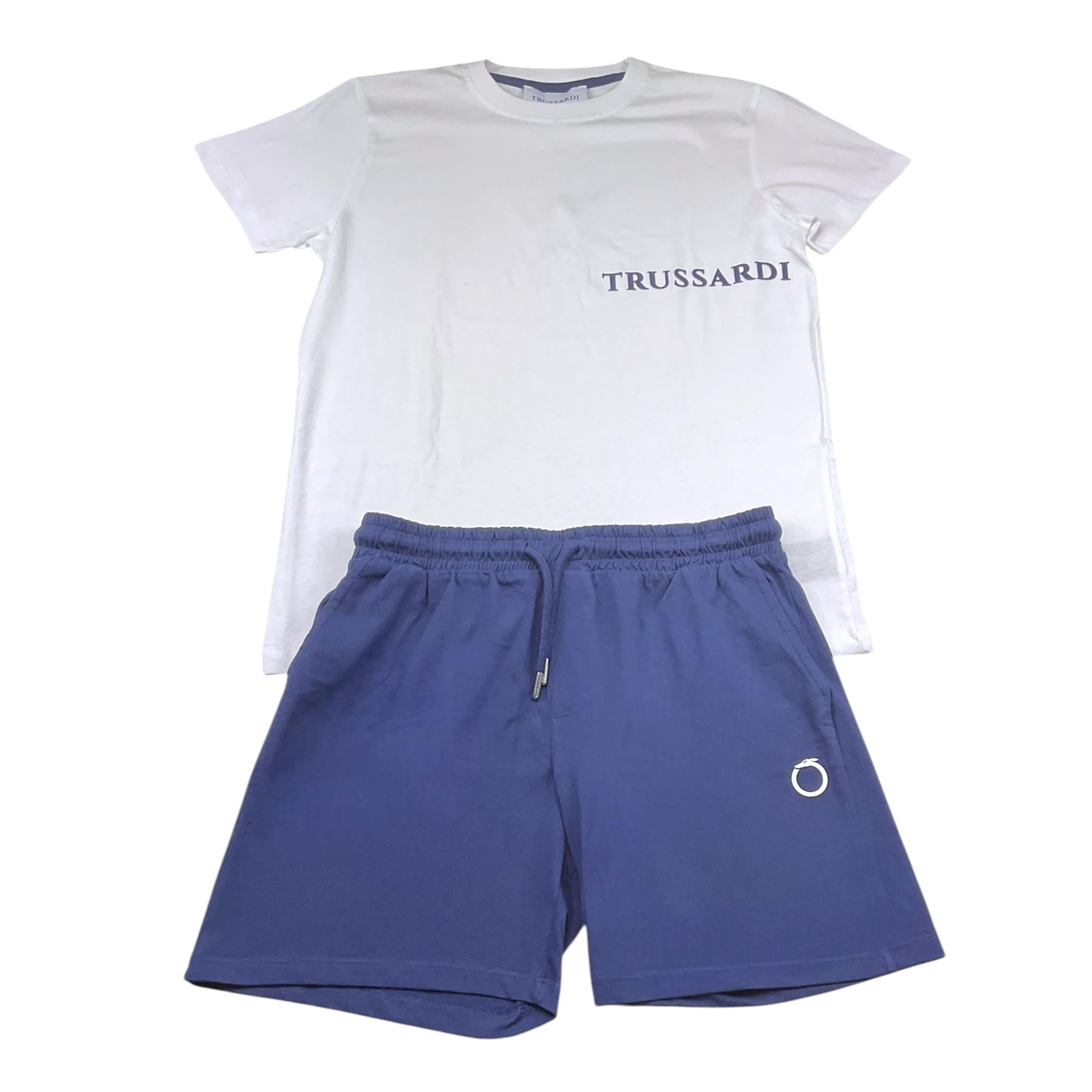 Trussardi Completo 2 Pezzi Bicolore T-Shirt-Bermuda per Bambino XBP24008CJ BIANCO/BLU TRUSSARDI 