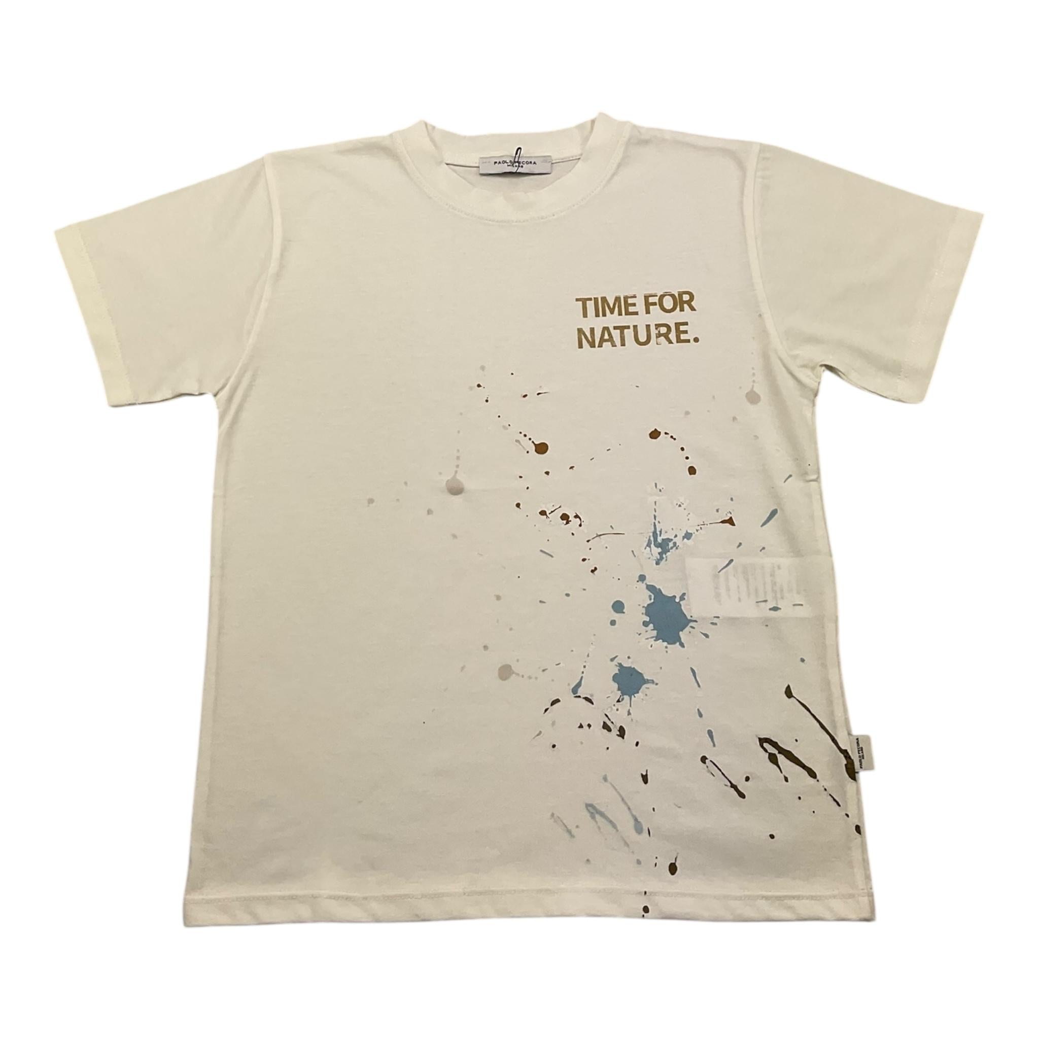 Paolo Pecora T-Shirt Girocollo Tinta Unita con Stampa per Bambino PP4029 BIANCO PAOLO PECORA 