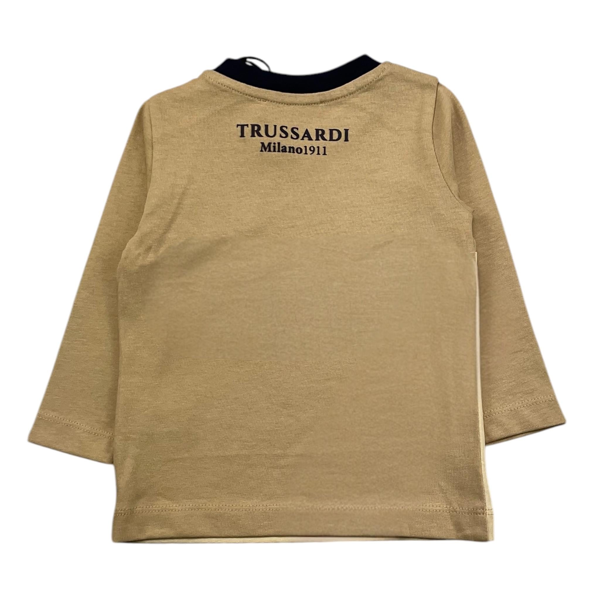 TRUSSARDI shirt girocollo bicolore con logo Beige per Neonato TIA25097 BEIGE TRUSSARDI 