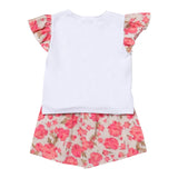 Twinset Completo 2 Pezzi T-Shirt-Bermuda Bicolore Bianco/Rosa Per Bambina