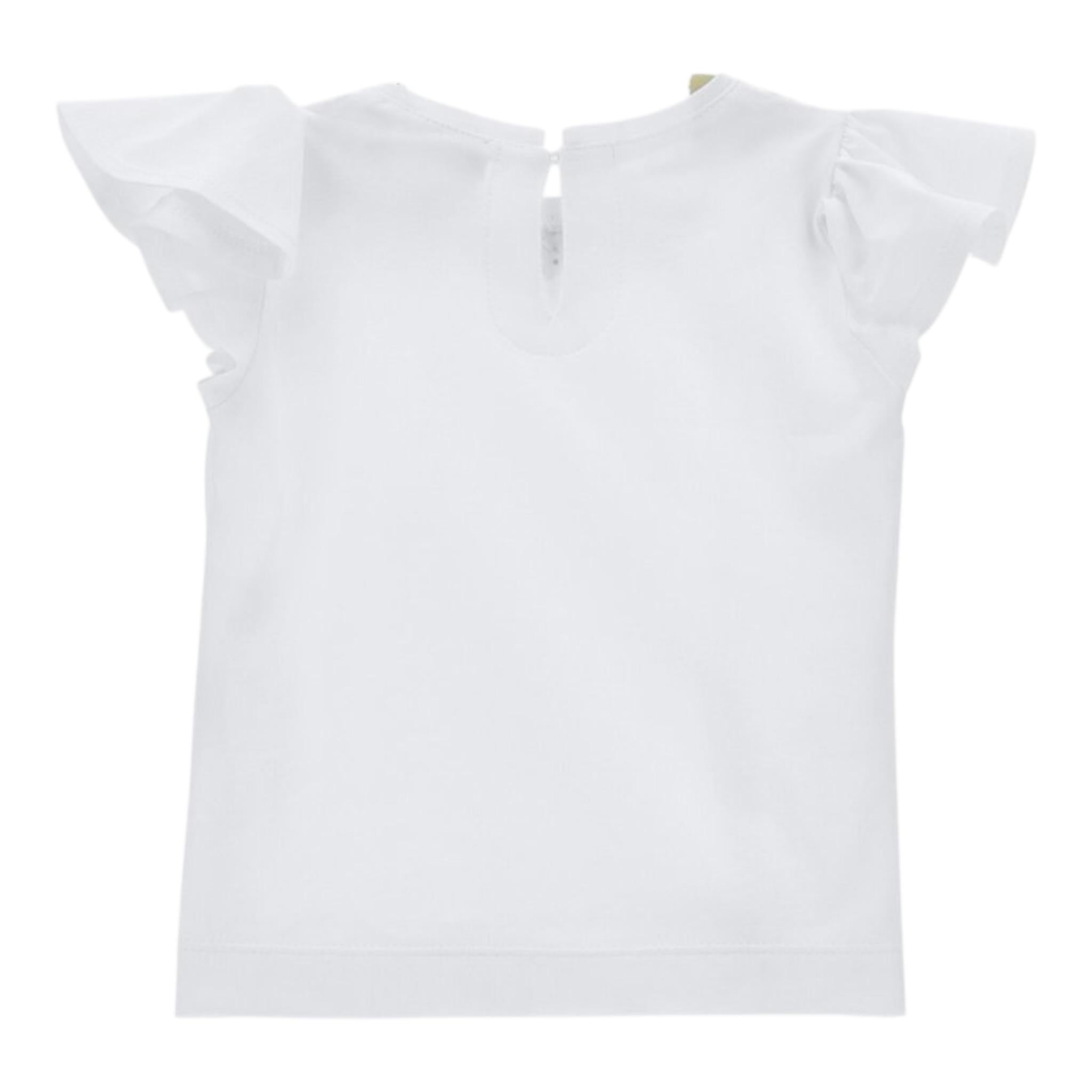 Monnalisa T-Shirt Girocollo Tinta Unita con Applicazioni per Bambina 31E613X BIANCO MONNALISA 