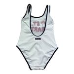 Saint Barth Costume Intero Tinta Unita con Logo per Bambina CARA003 BIANCO SAINT BARTH 