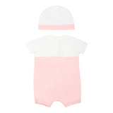 Moschino Set Pagliaccetto-Cappello Bicolore per Neonata MUY07EX BIANCO/ROSA MOSCHINO 