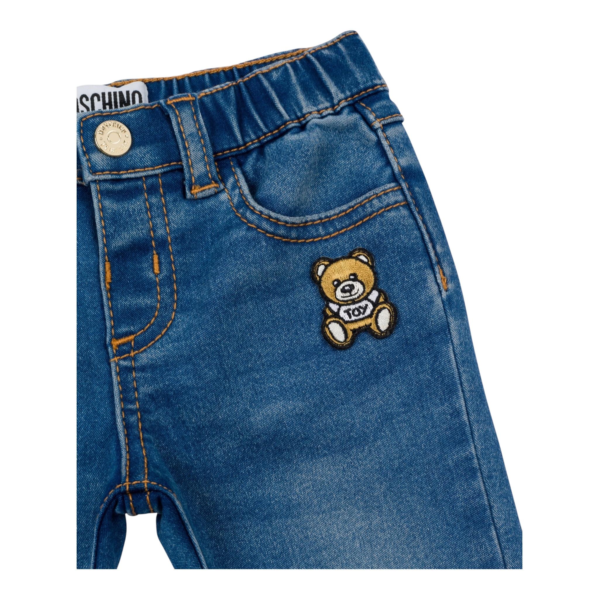 MOSCHINO jeans tinta unita con elastico in vita Blu per Neonato MUP059XX BLU MOSCHINO 