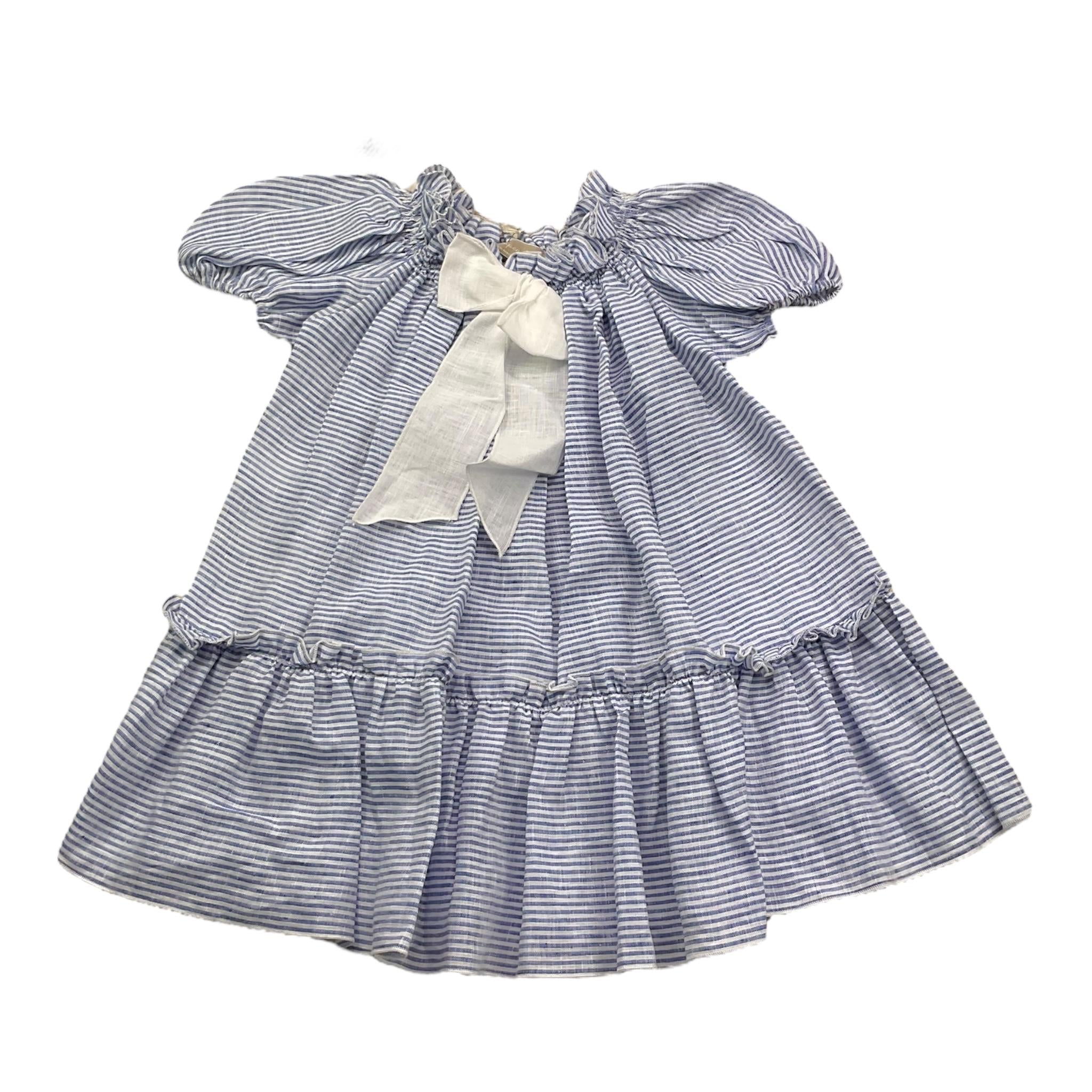 La Stupenderia Abito Mezza Manica Tinta Unita con Fantasia A Righe per Bambina TJAB76 BIANCO LA STUPENDERIA 