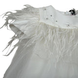 Nunzia Corinna Abito Giromanica tinta unita con Tulle Bianco per Neonata NB2013742 BIANCO NUNZIA CORINNA 