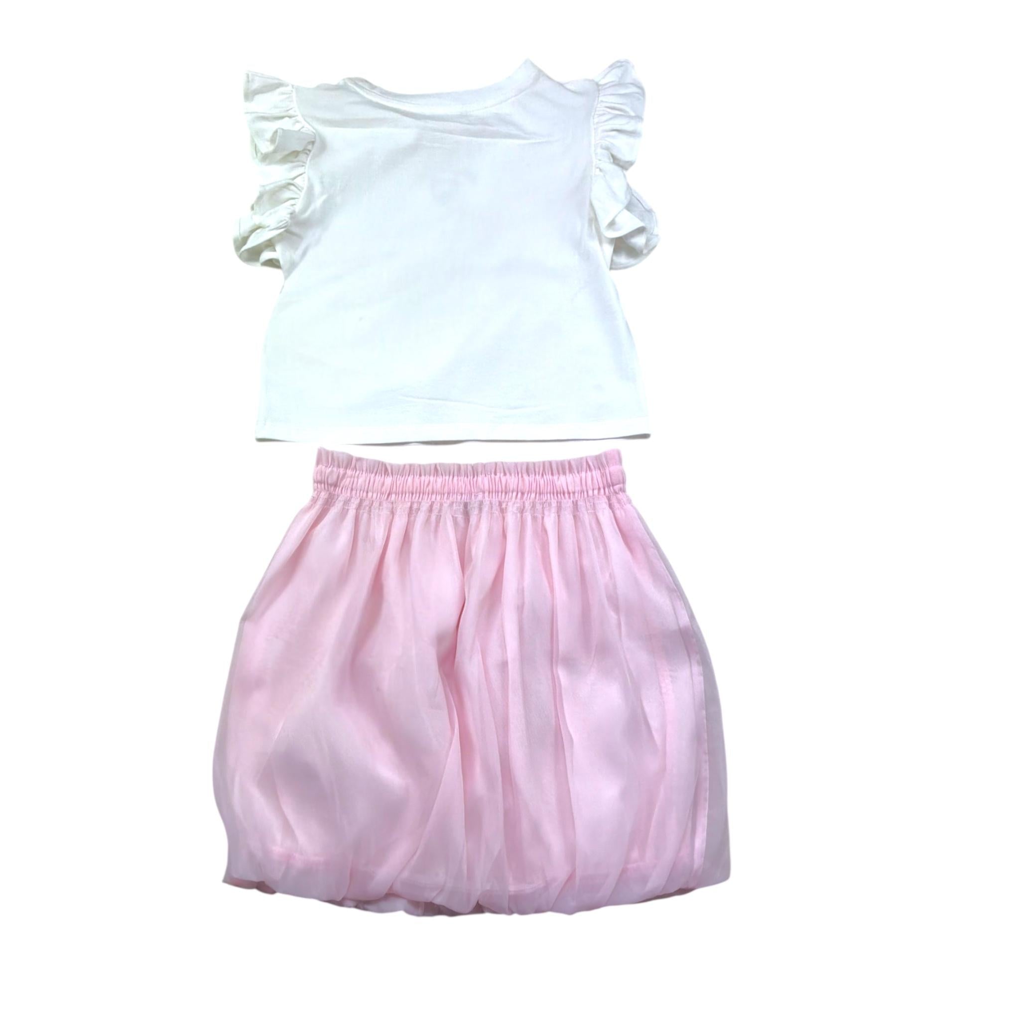 Moschino Completo 2 Pezzi T-Shirt-Gonna per Bambina HDG01R BAINCO/ROSA MOSCHINO 