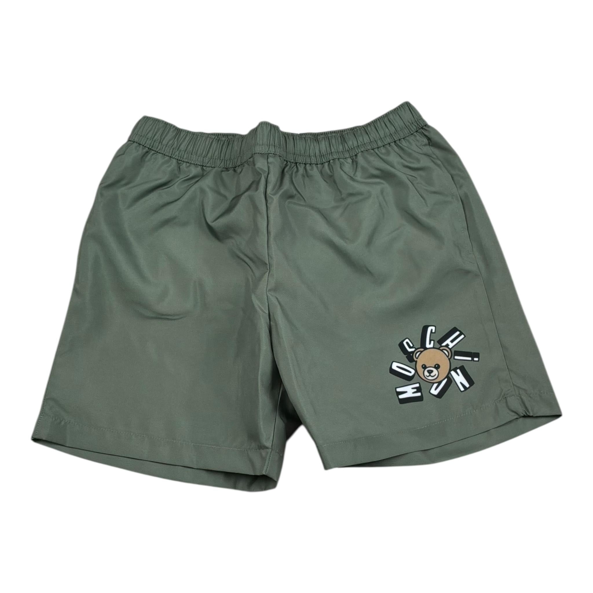 Moschino Costume Modello Boxer Tinta Unita con Stampa per Bambino HUL01L VERDE MOSCHINO 