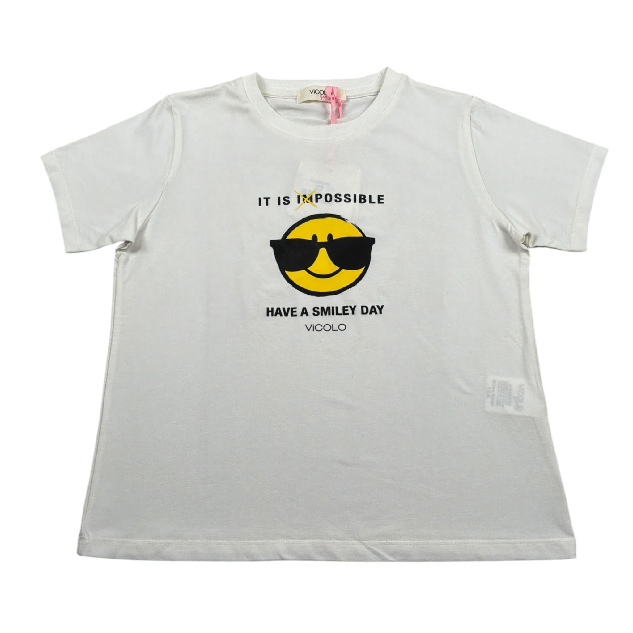 Vicolo T-Shirt Girocollo tinta unita con Stampa Panna per Bambina 3146M0753 PANNA VICOLO 