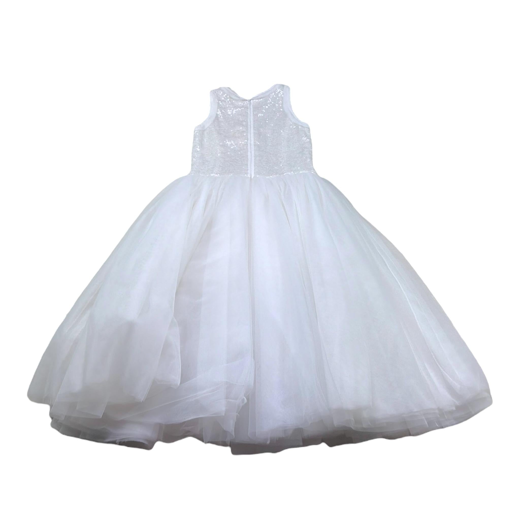 Monnalisa Abito Cerimonia Rinta Unita con Paillettes per Bambina 79390 BIANCO MONNALISA 