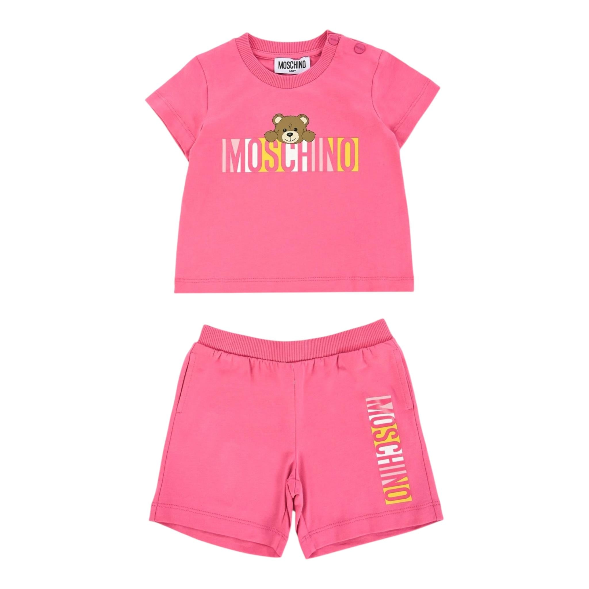 Moschino Completo 2 Pezzi T-Shirt-Short Tinta Unita per Neonata MVG00M FUXIA MOSCHINO 