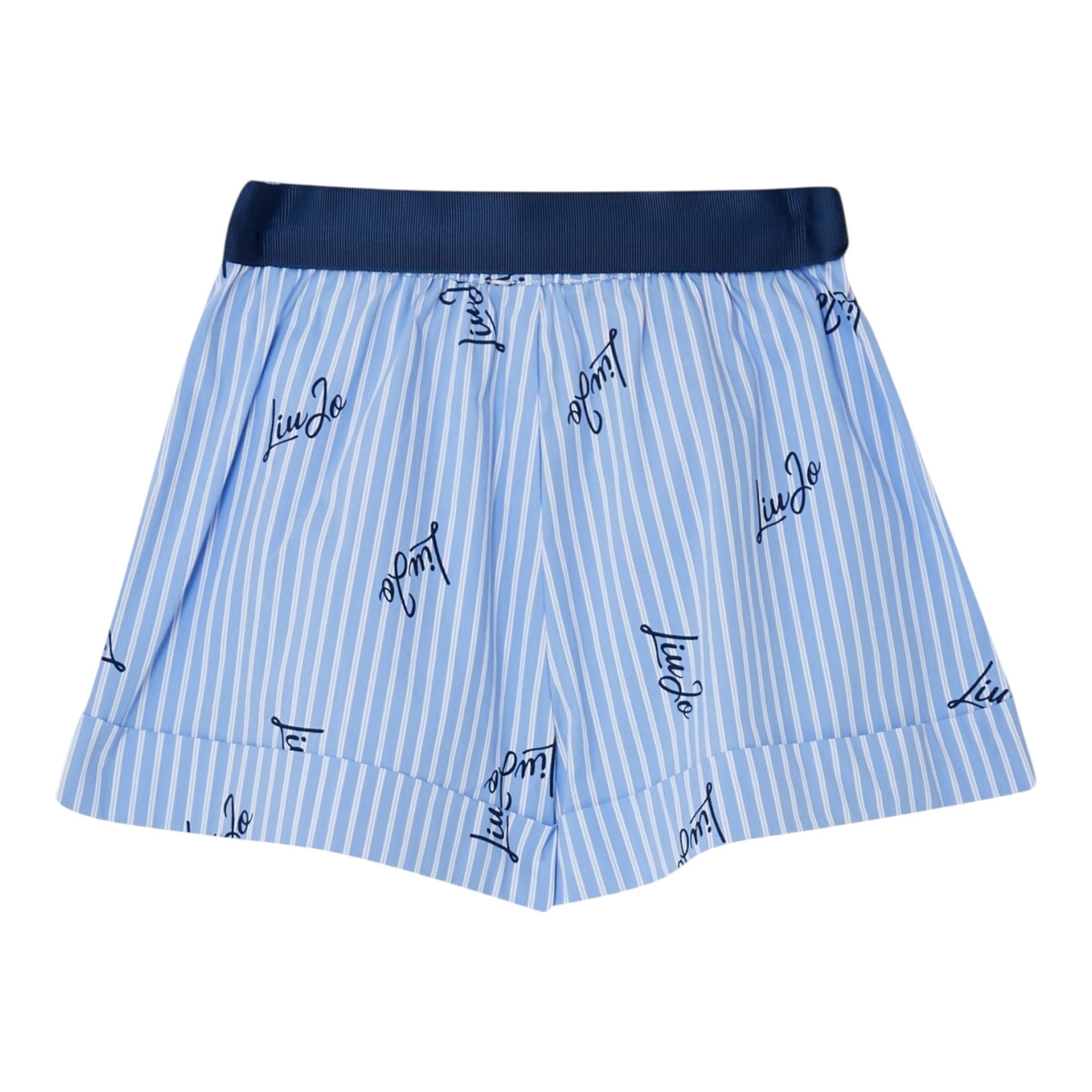 Liu Jo Short Tinta Unita con Fantasia A Righe per Bambina KA5051 AZZURRO LIU JO 