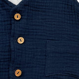 Lalalu' Gilet Tinta Unita con Bottoni Blu per Neonato