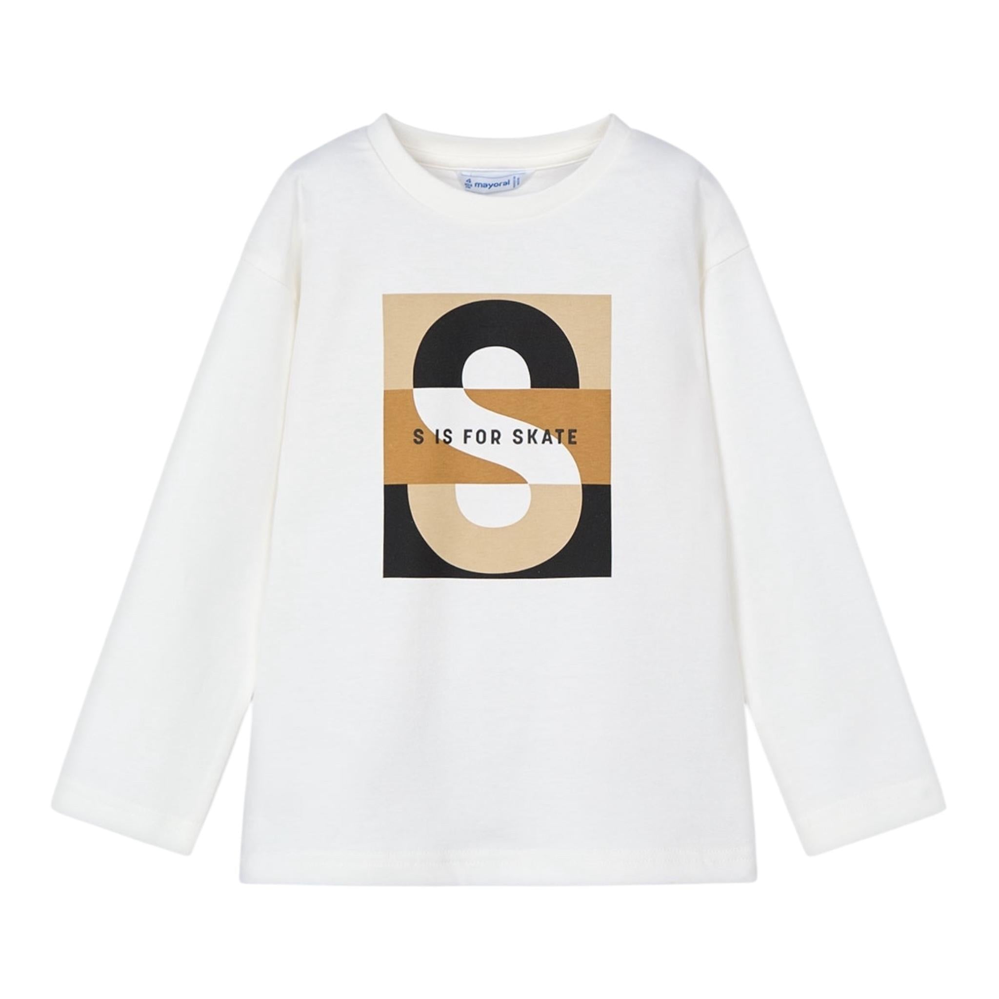 MAYORAL shirt girocollo tinta unita con stampa in contasto Bianco per Bambino 4051JX BIANCO MAYORAL 
