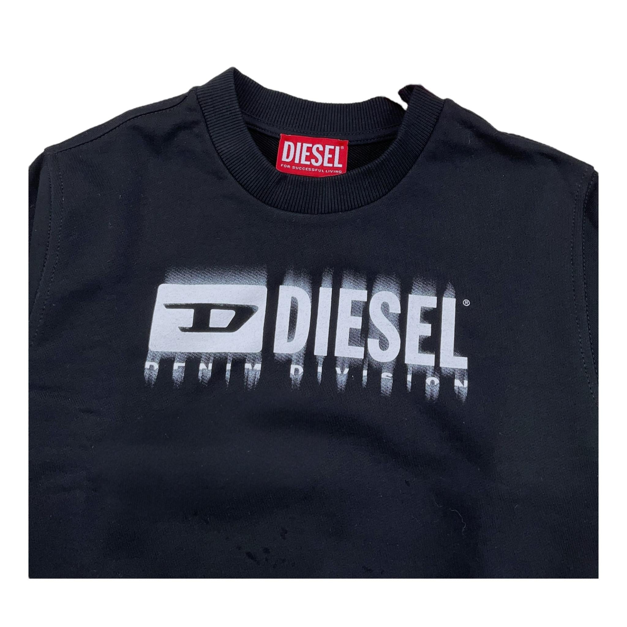 DIESEL felpa chiusa girocollo tinta unita con logo Nero per Bambino J02040 NERO DIESEL 