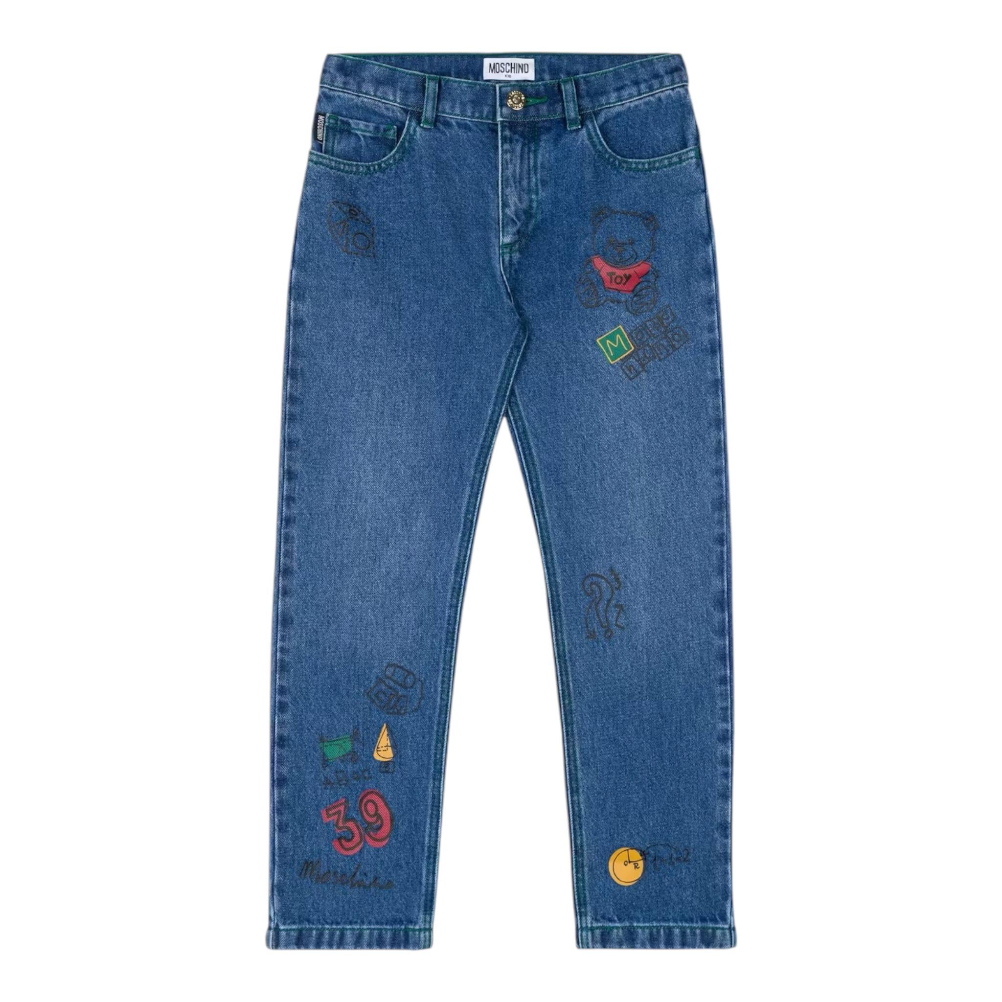 MOSCHINO jeans tinta unita con elastico in vita Blu per Bambino HUP07V BLU MOSCHINO 
