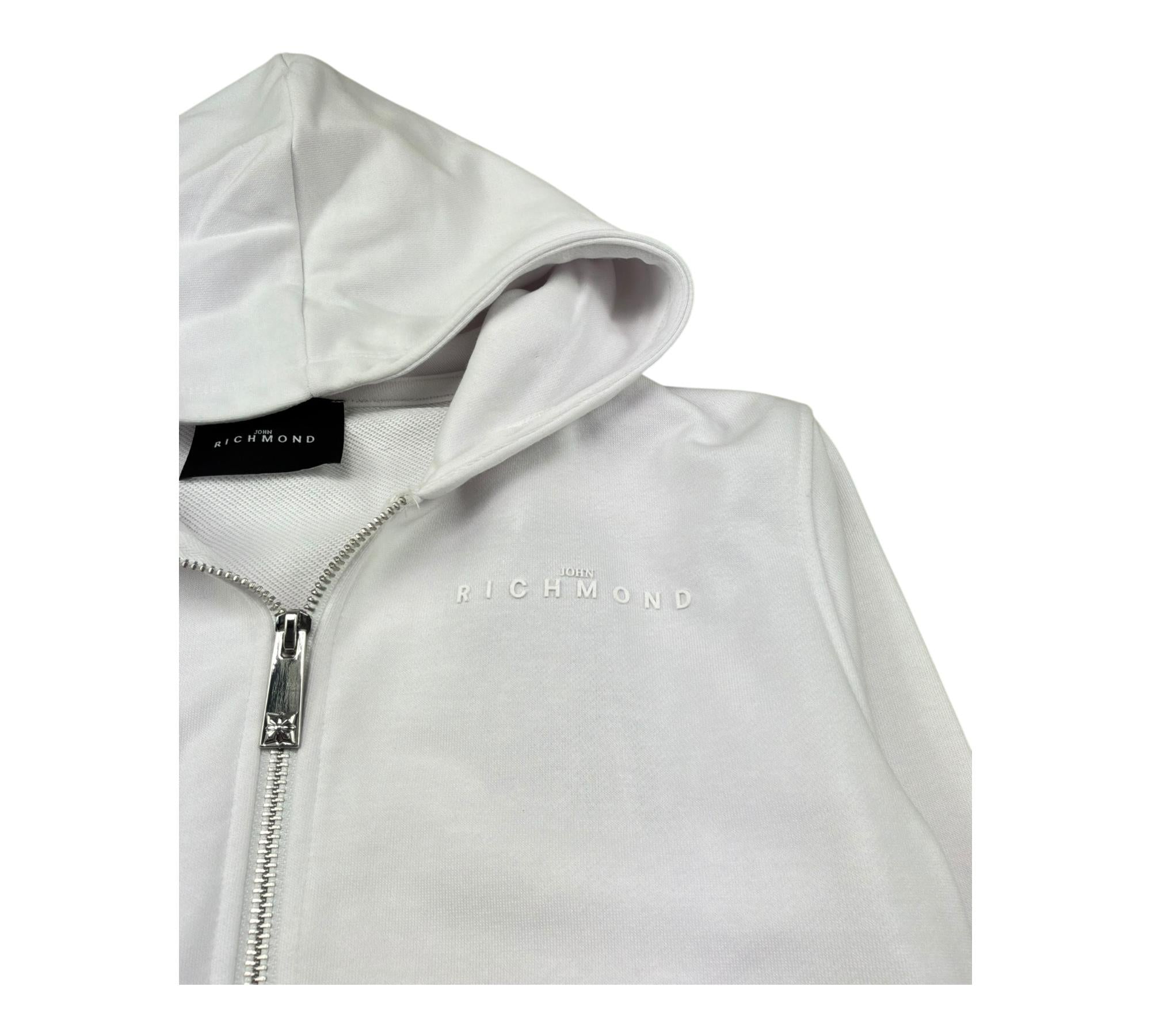 John Richmond Felpa con Zip E Cappuccio Tinta Unita per Bambino RGP26001FE BIANCO JOHN RICHMOND 