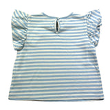 Zhoe & Tobiah T-Shirt Bicolore Con Fantasia A Righe E Balze Bianco/Azzurro Per Neonata