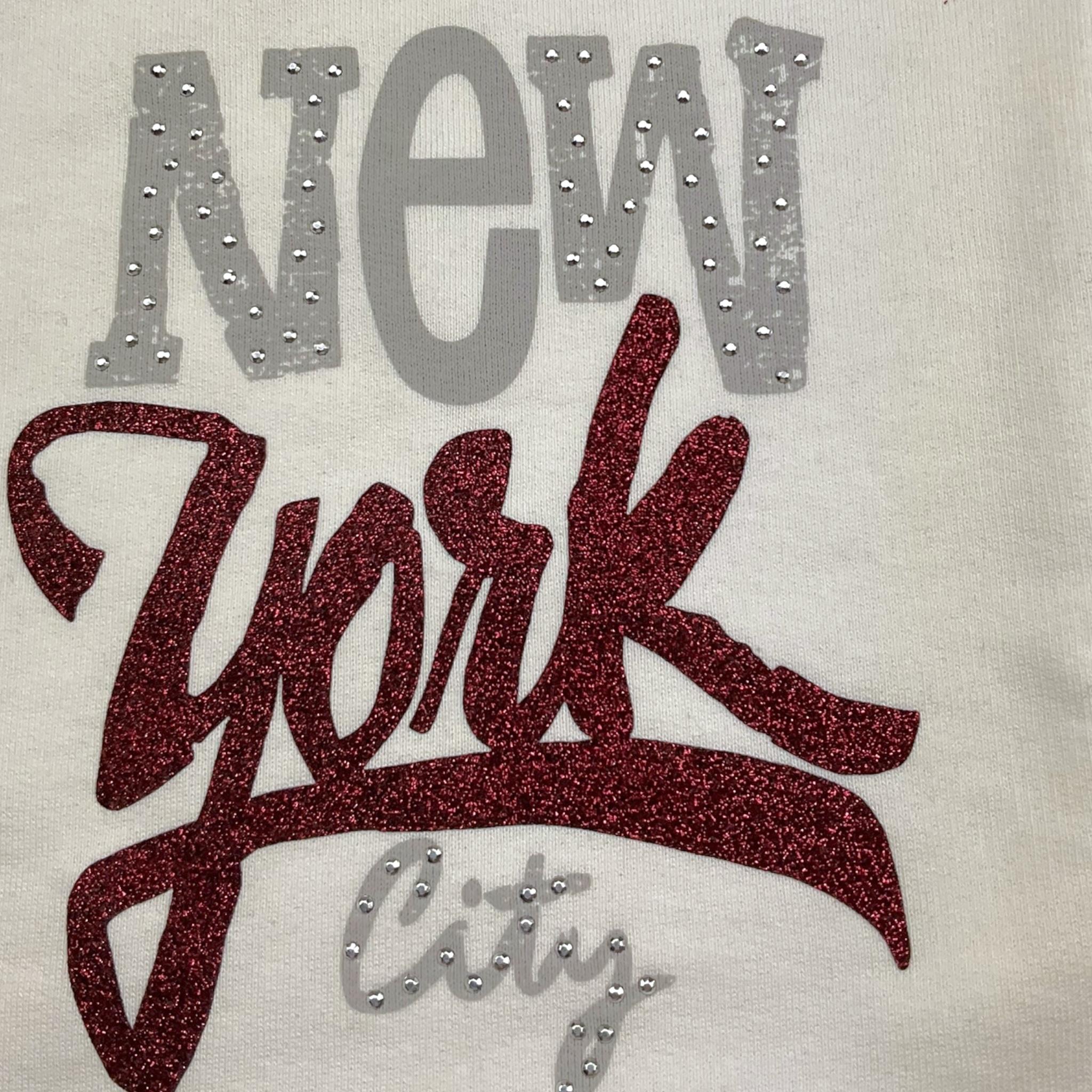 NAICE felpa tinta unita girocollo con stampa brillantinata Bianco per Bambina 27235 BIANCO NAICE 