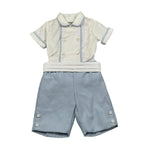 La Stupenderia Completo 2 Pezzi Camicia-Bermuda Bicolore per Neonato CCCT71X BIANCO/AZZURRO LA STUPENDERIA 