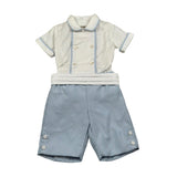 La Stupenderia Completo 2 Pezzi Camicia-Bermuda Bicolore per Neonato CCCT71X BIANCO/AZZURRO LA STUPENDERIA 