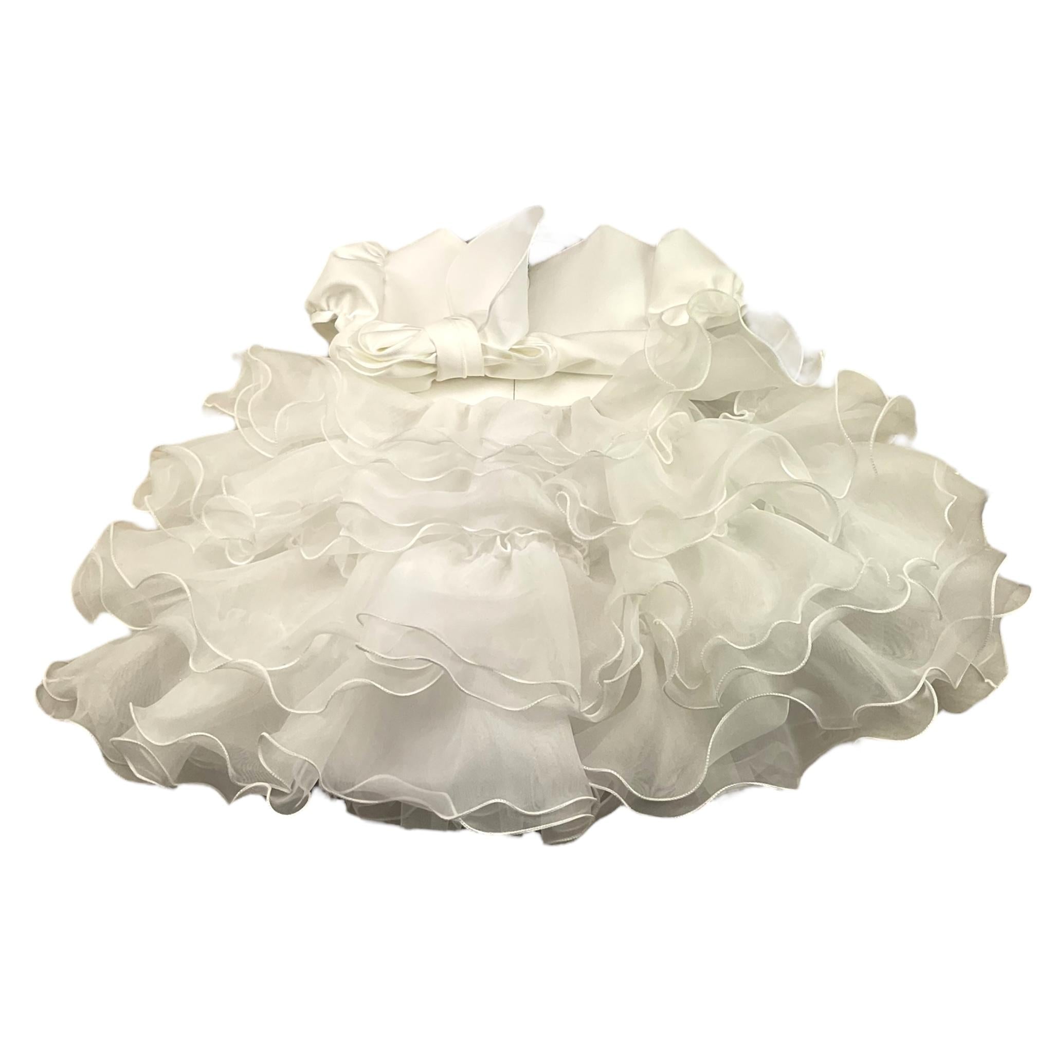 LE BEBE' abito mezza manica tinta unita con tulle Bianco per Neonata LBG6175 BIANCO LE BEBE' 