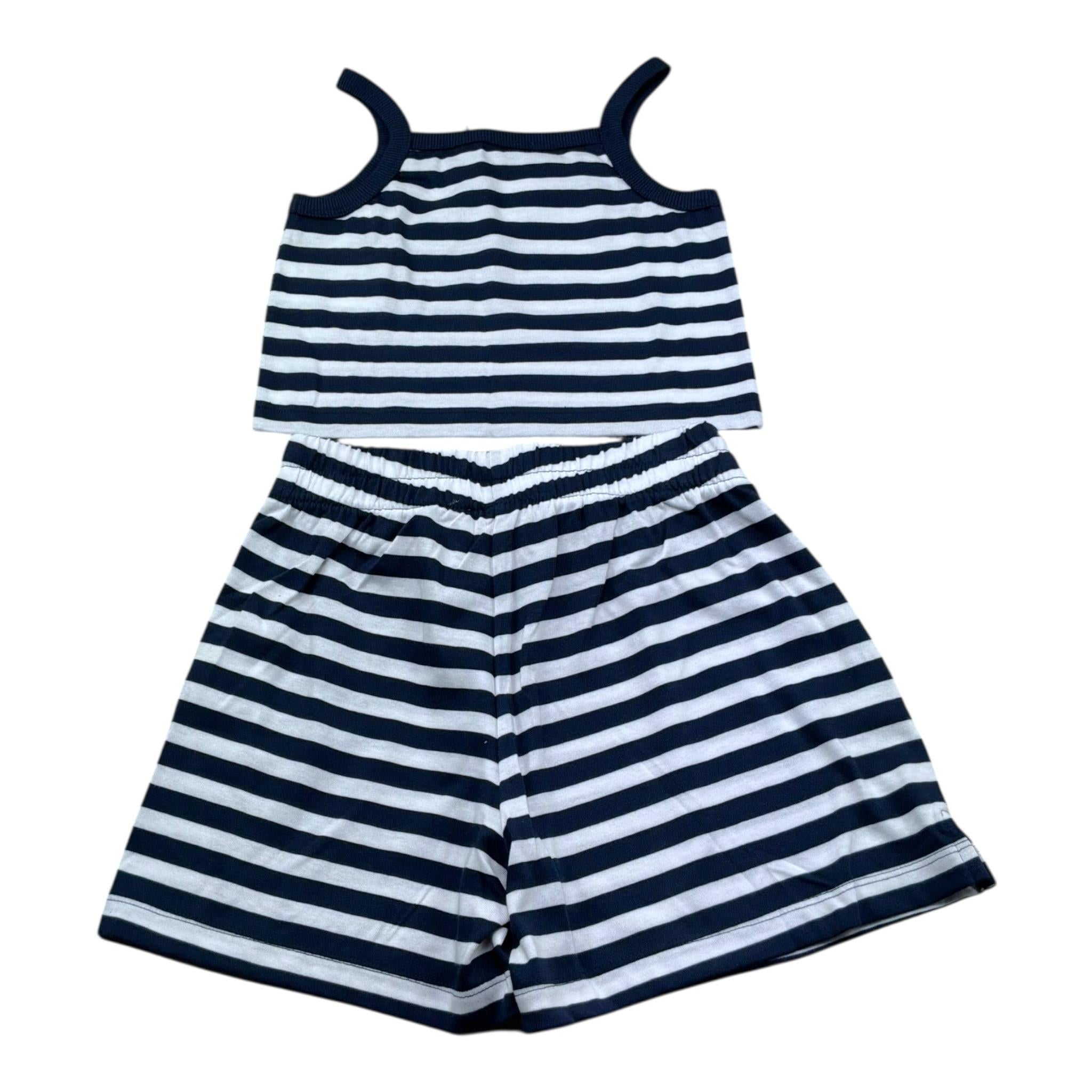 Moschino Completo 2 Pezzi Short-Top Bicolore con Fantasia A Righe per Bambina HDG01M BIANCO/BLU MOSCHINO 