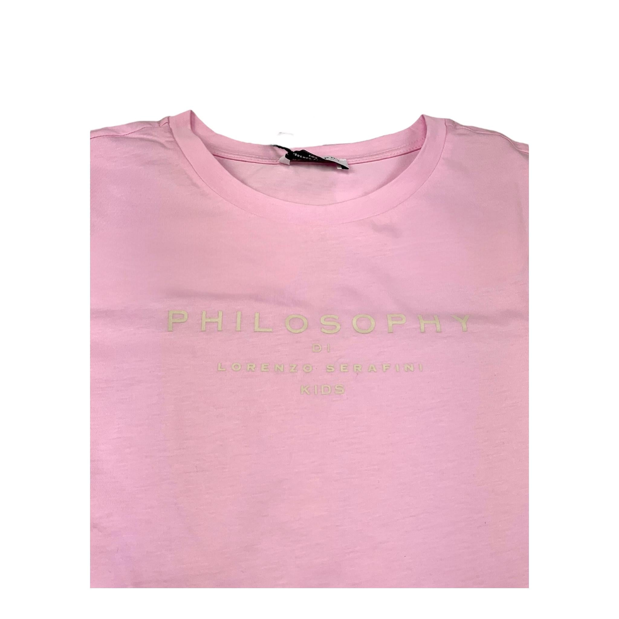 Philosophy T-Shirt Girocollo Tinta Unita con Stampa per Bambina I1E605X ROSA PHILOSOPHY 