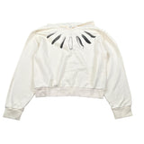Marcelo Burlon Felpa tinta unita con Cappuccio E Stampa Panna per Bambino CBBB001F23 PANNA MARCELO BURLON 
