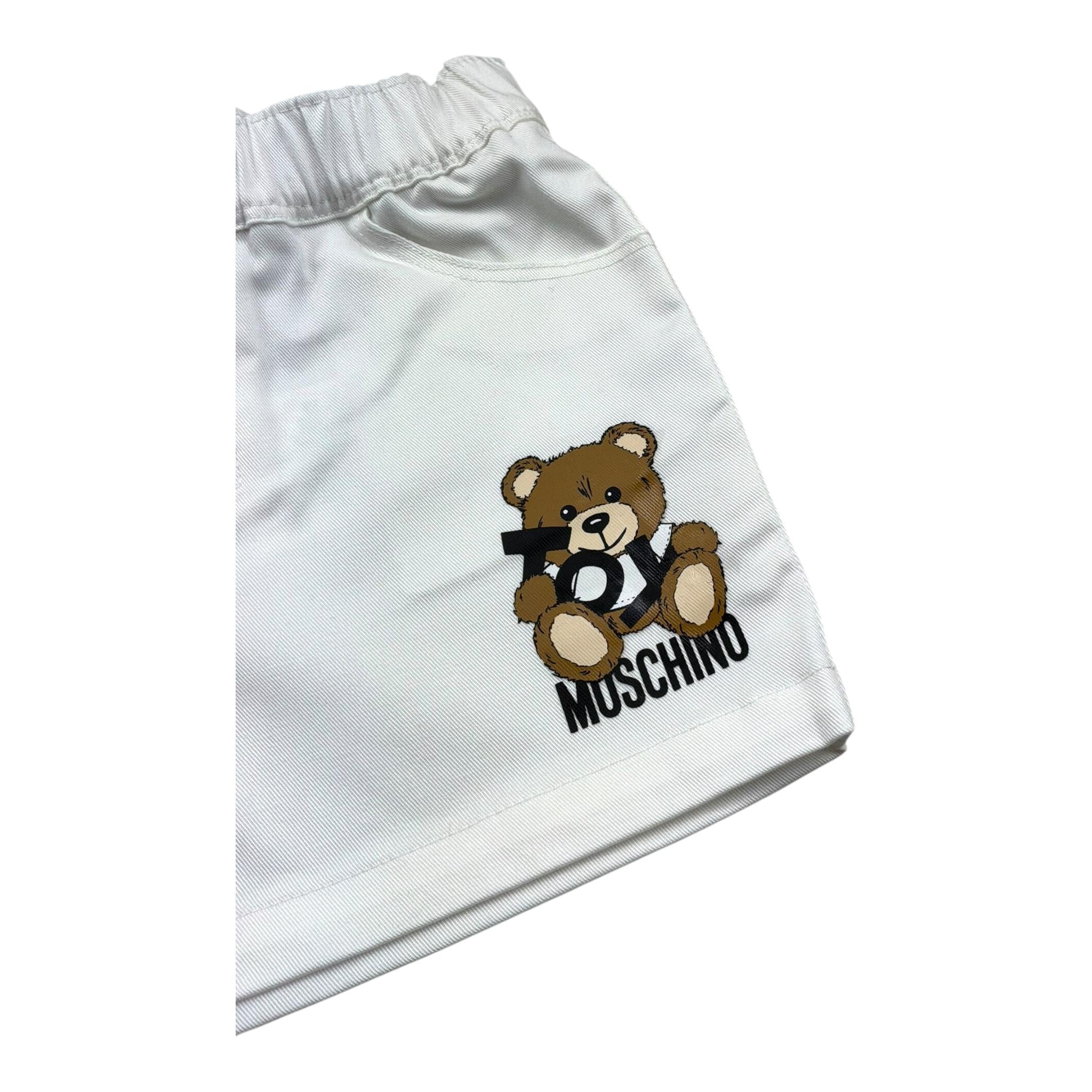 Moschino Bermuda Tinta Unita con Logo  per Neonato MUQ018X BIANCO MOSCHINO 