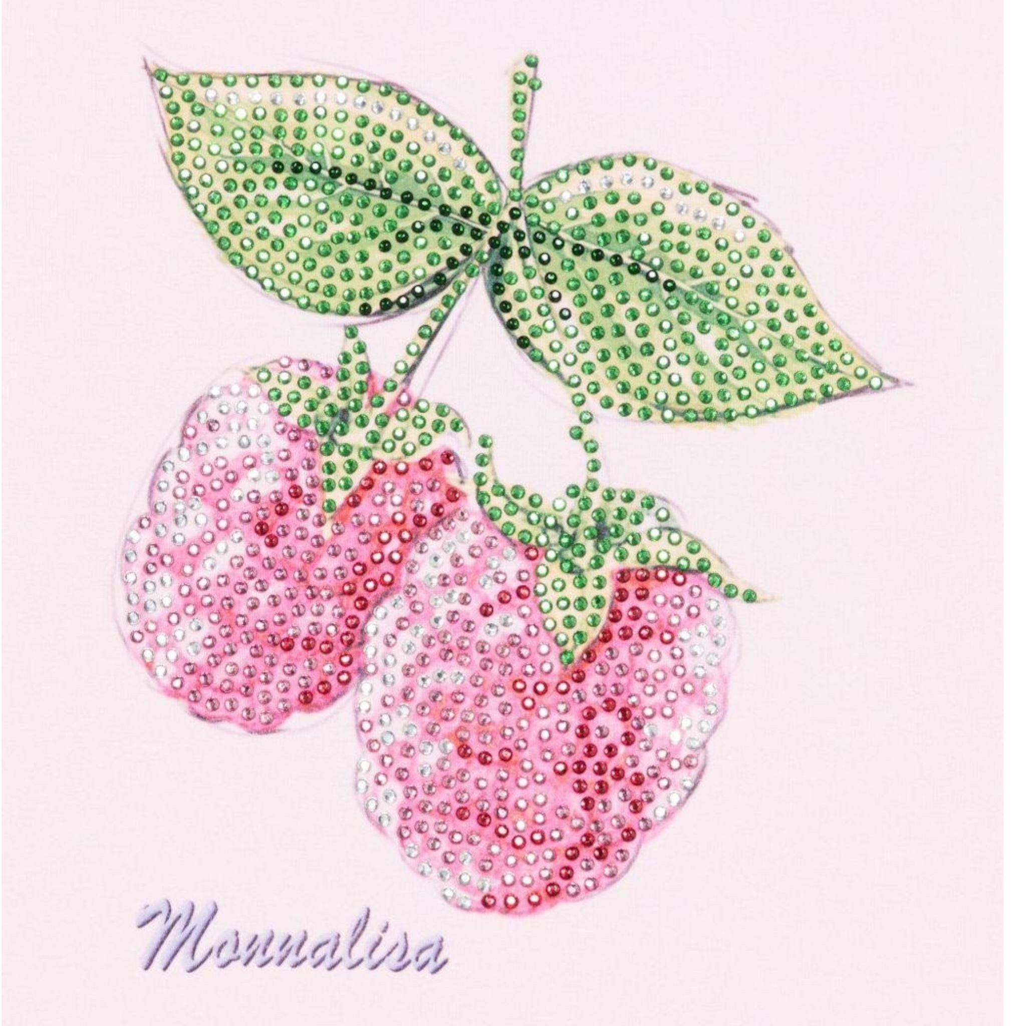 Monnalisa T-Shirt Girocollo Tinta Unita con Brillantini per Bambina 19E617 ROSA MONNALISA 