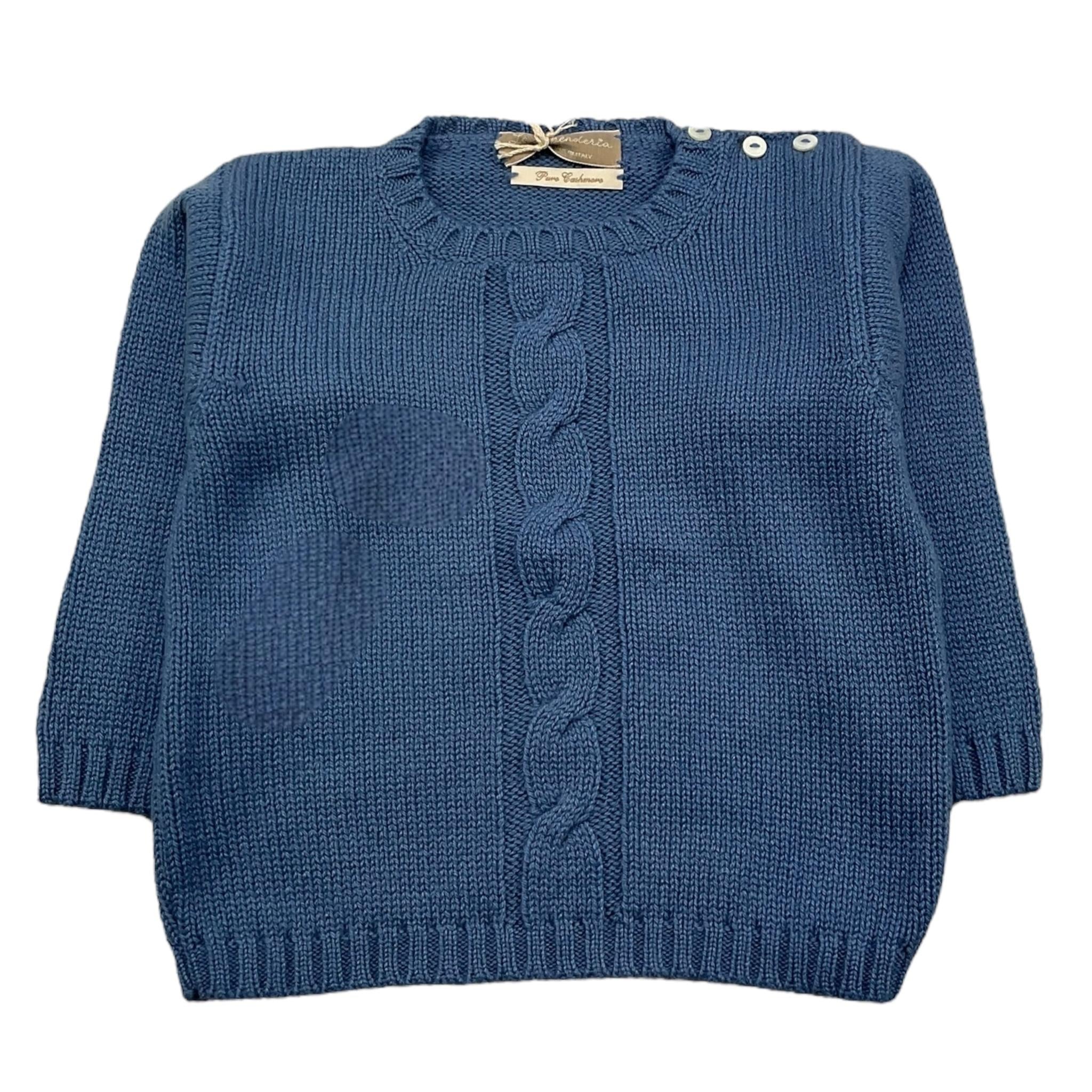 LA STUPENDERIA maglia girocollo tinta unita con ricami Azzurro per Neonato ZJCR42N AZZURRO LA STUPENDERIA 