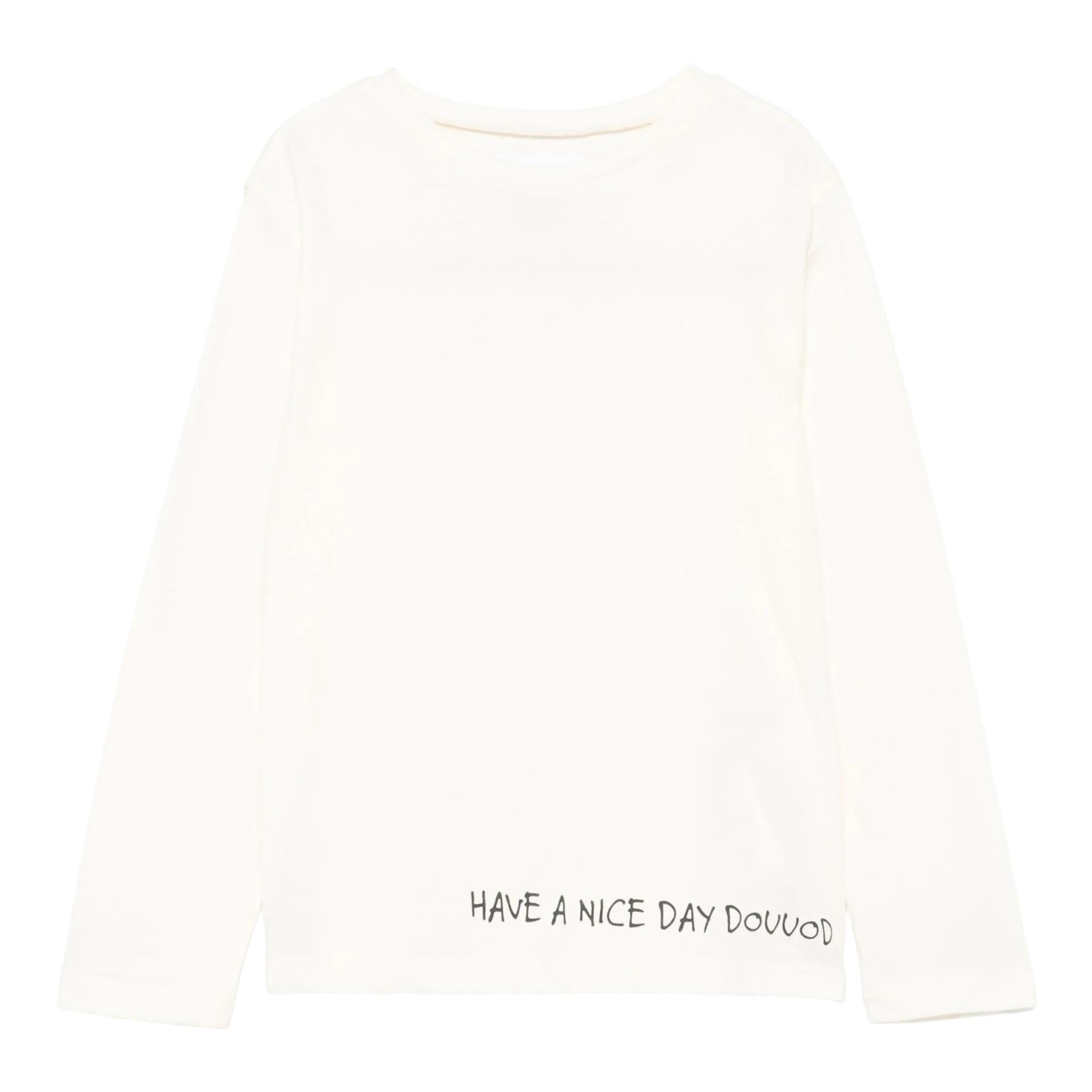 DOU DOU t-shirt girocollo tinta unita cn stampa in contrasto Panna per Bambino DV8P00X PANNA DOU DOU 