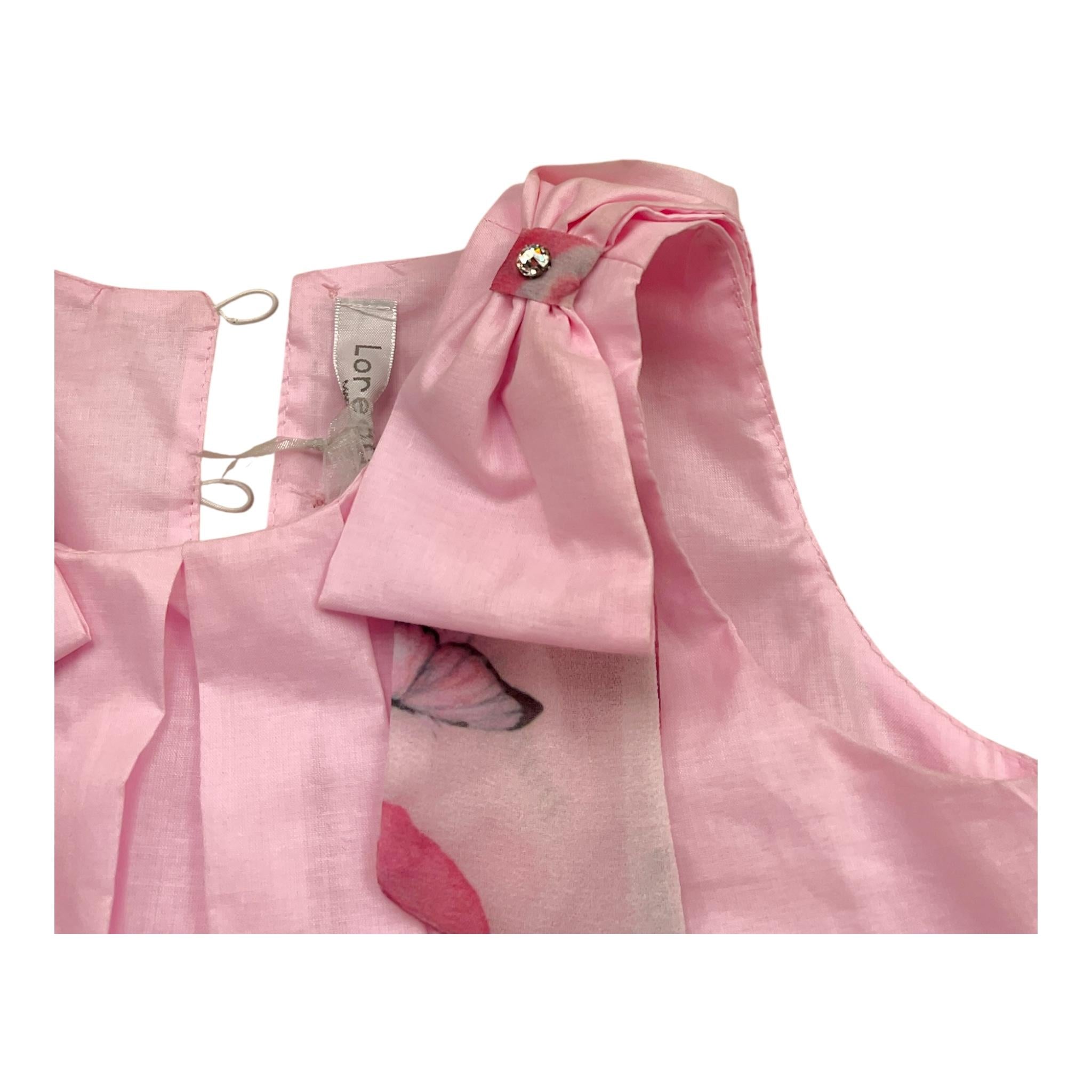 Loredana Camicia Tinta Unita Giromanica con Fiocco per Bambina P0101179 ROSA LOREDANA 
