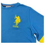 U.S. Polo Assn T-Shirt Girocollo Tinta Unita con Logo per Bambino US41554004 AZZURRO U.S. POLO ASSN 