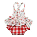 Petit Indi Salopette Bicolore con Stampa Ciliege per Neonata SS25B0210 BIANCO/ROSSO PETIT INDI 